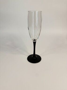 Luminarc Domino Black Stem Champagne Flute Wine Glass, 8.25", France